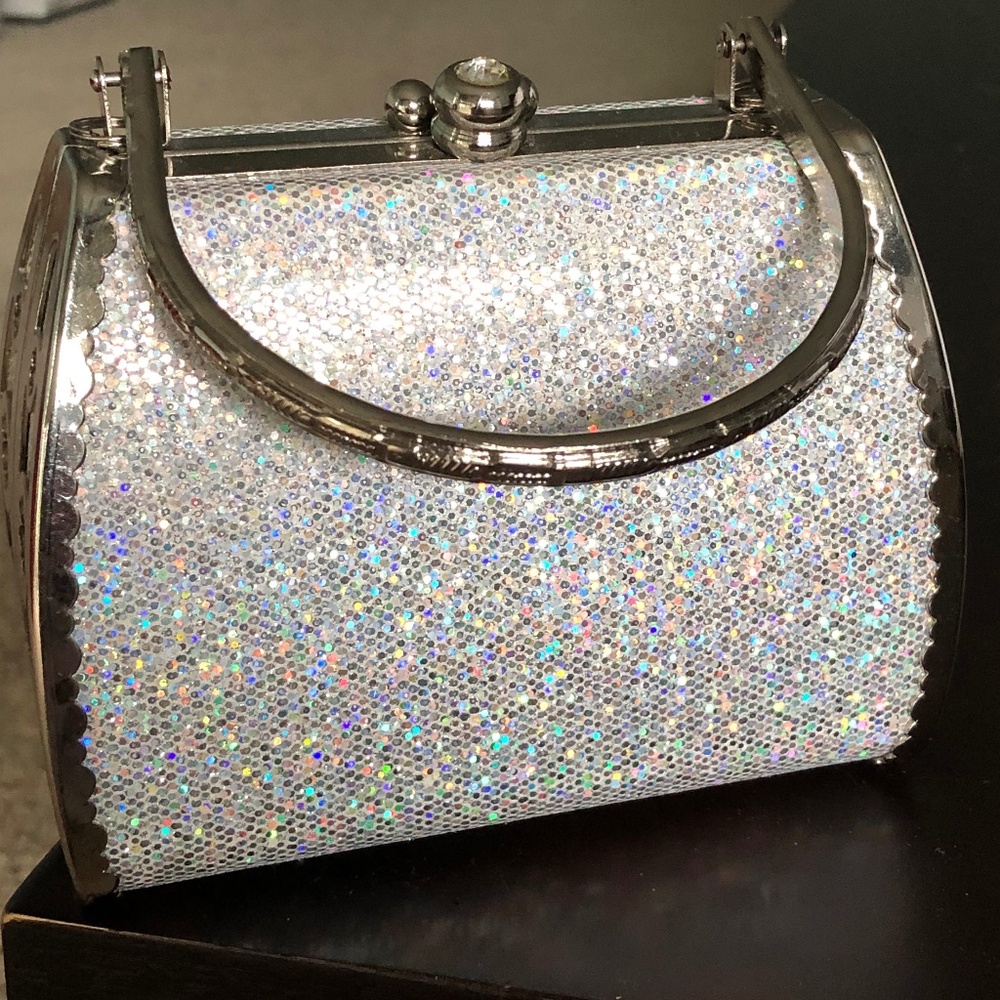 Selini New York Silver Sparkle Clutch Purse Wedding Bridesmaid Flower Girl